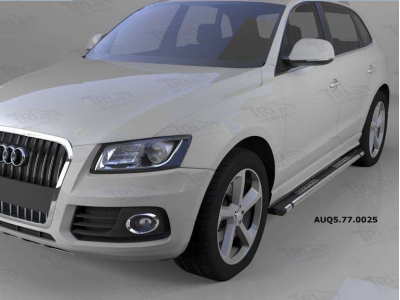 Пороги алюминиевые Emerald Black для Audi Q5 2008-2016