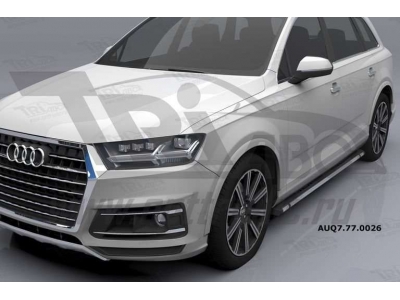 Пороги алюминиевые Emerald Black для Audi Q7 2015-2021