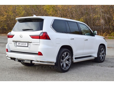 Фаркоп с нержавеющей накладкой для Toyota Land Cruiser 200 2007-2021, Lexus LX 2016-2022 съемное крепление шара под американский квадрат