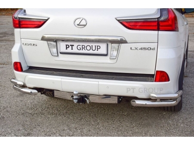 Фаркоп с нержавеющей накладкой для Toyota Land Cruiser 200 2007-2021, Lexus LX 2016-2022 съемное крепление шара под американский квадрат